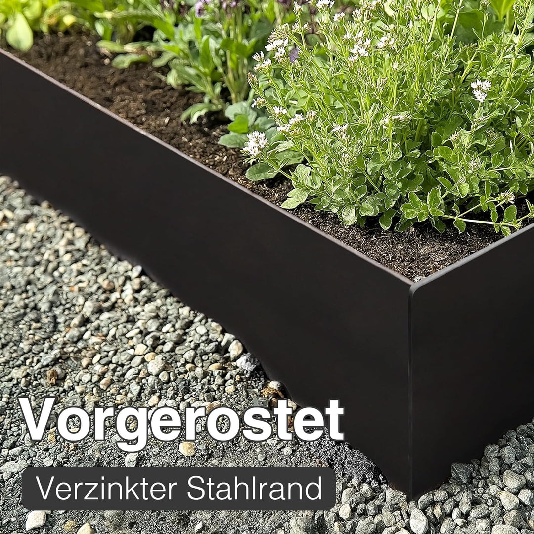 6er-Set feuerverzinkte Rasenkante mit Pulverbeschichtung, 100x20 cm (LxH), Metall-Beeteinfassung, mi