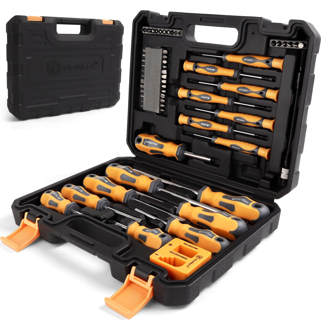 MulWark Magnetisches Schraubendreher-Set, 59-teilig, Chrom-Vanadium-Stahl, ergonomisches Design, Gum