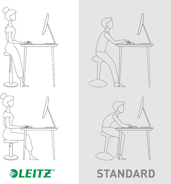 Leitz Active Sitz-Steh-Hocker, Ergonomischer höhenverstellbarer Wipphocker für 46 cm bis 79 cm Höhe,