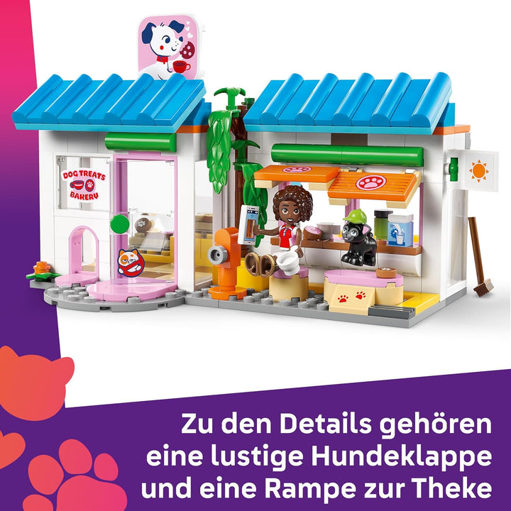 LEGO Friends Hundekuchenbäckerei - Kinder Einkaufsladen mit 2 Mini Puppen, 4 Tierfiguren, Tiertraget