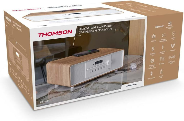 Bluetooth-Mikrosystem THOMSON Weiss und Schwarz FM/CD/MP3/USB-Radio, 60 W, Equalizer