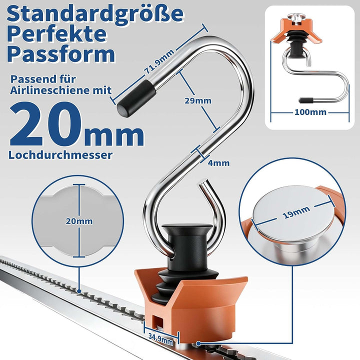 Airlineschiene Fitting, 6 Stück, bis 50kg,zum Aufhängen &amp; Befestigen