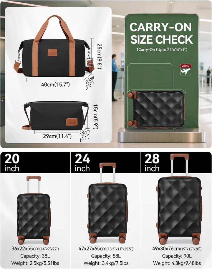 Sea choice Hardschalen Trolley Koffer Set 5tlg. Zwillingsrollen Reisekoffer Enthält 1 Reisetasche un