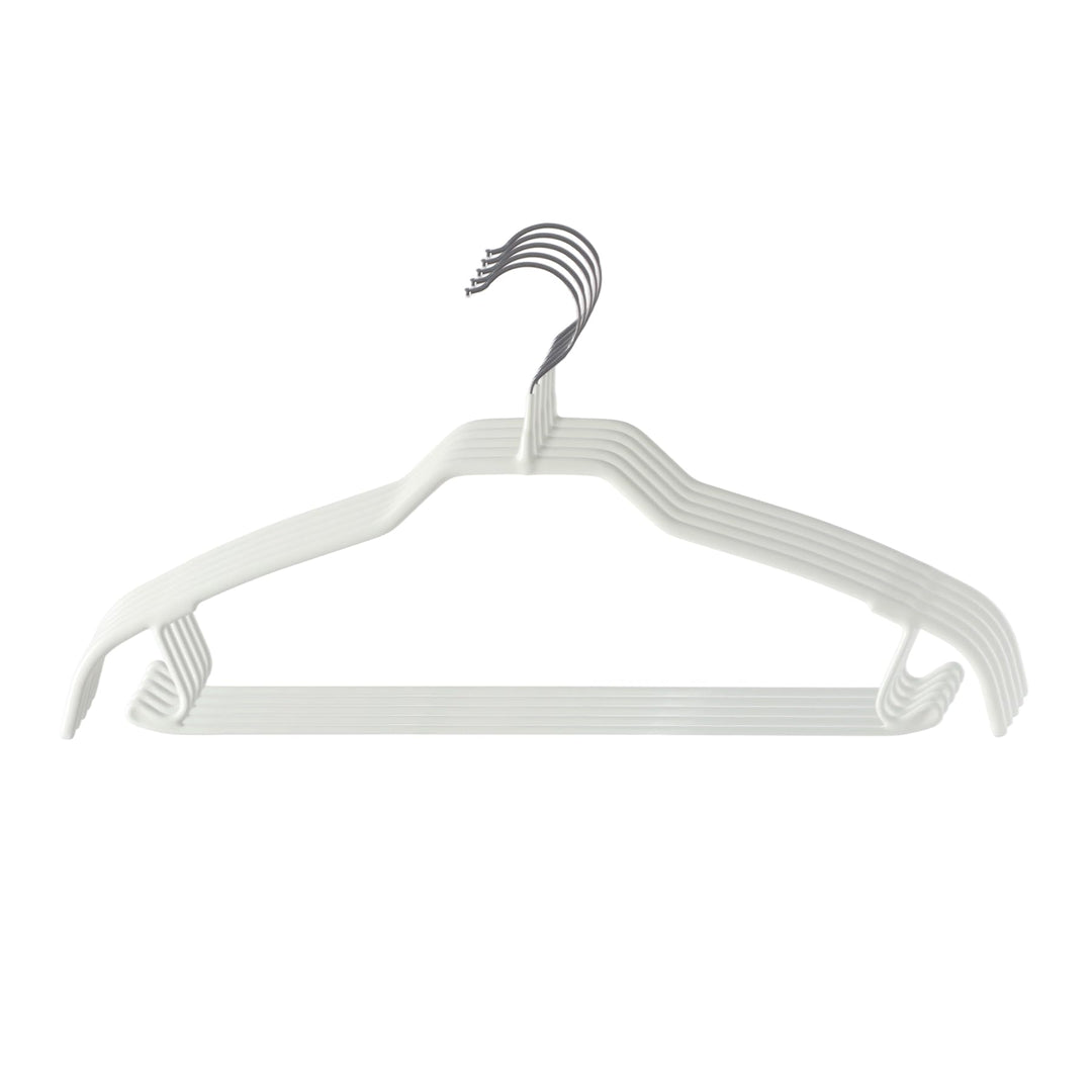 SHIMOYAMA Kleiderbügel, 5 Stück, 40 cm schlank Metallbügel mit 360°-Drehhaken &amp; Hosenleiste, rutschf