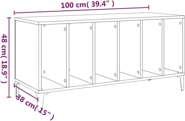Homgoday Schallplattenschrank, weiss, 100 x 38 x 48 cm, Holzwerkstoff, Vinyl-Schallplattenaufbewahru
