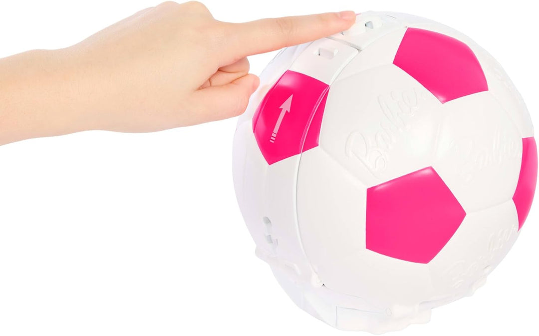 Barbie Team Roll &amp; Reveal Fussballspielerin-Puppe und Zubehörteile mit brünetter Modepuppe, 8 Überra