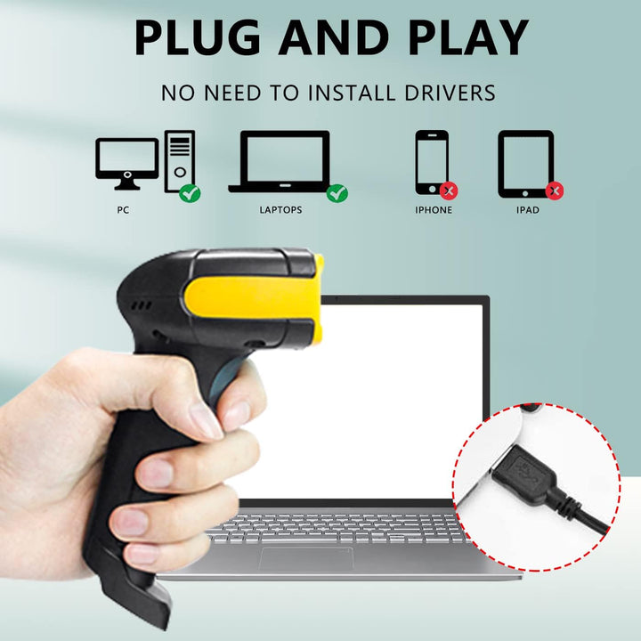 LENVII Kabelgebundener 2D Barcode Scanner-Handheld 1D QR Barcode Scanner USB Barcode Lesegerät Unter