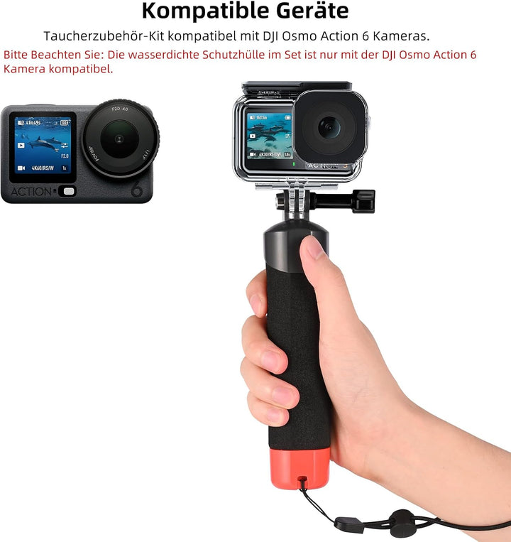 Osmo Action Wasserdichtes Gehäuse + Schwebender Griff für DJI Osmo Action 6 | Einbeinstativ/Floating