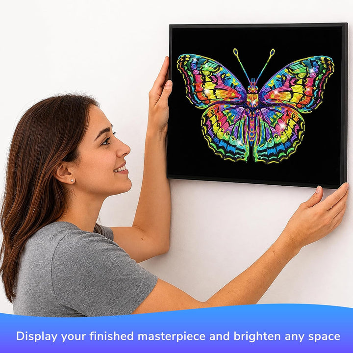 DIAMOND DOTZ 2594366 Original 5D Diamond Painting Set, Neon Schmetterling, mit Neonfarben und Samt,