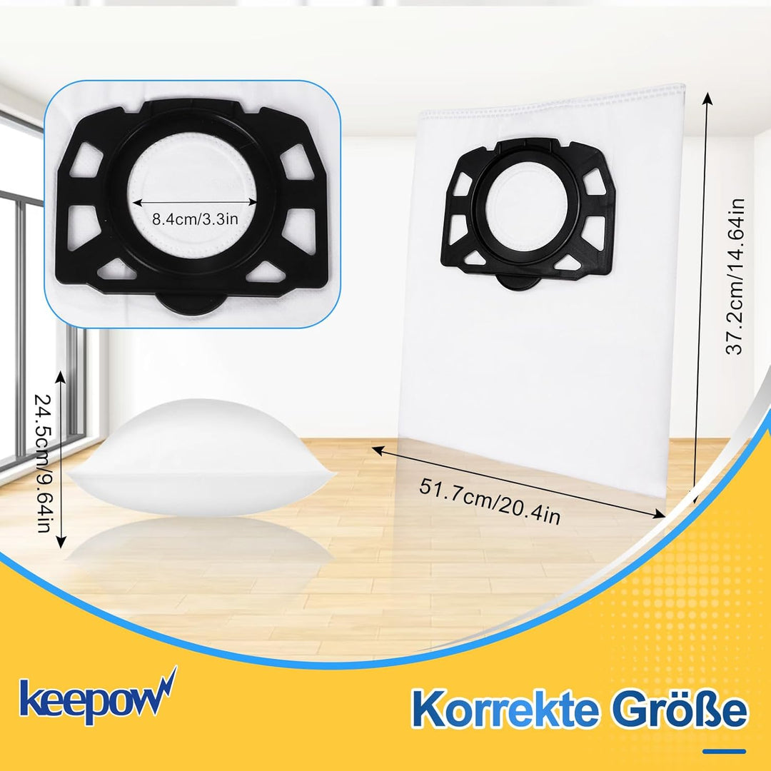 KEEPOW 15 Pack, Staubsaugerbeutel für kärcher nass trockensauger WD 2 Plus, WD 3, WD 3 Akku, Vlies S