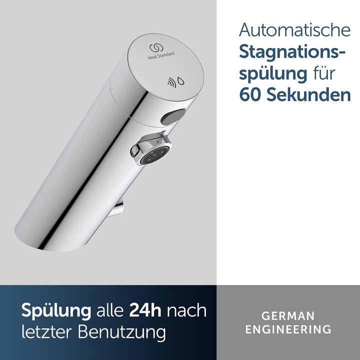 Ideal Standard A7559AA Sensorflow Sensor-Waschtischarmatur Kalt- / Warmwasser Batterie Chrom, Kalt-