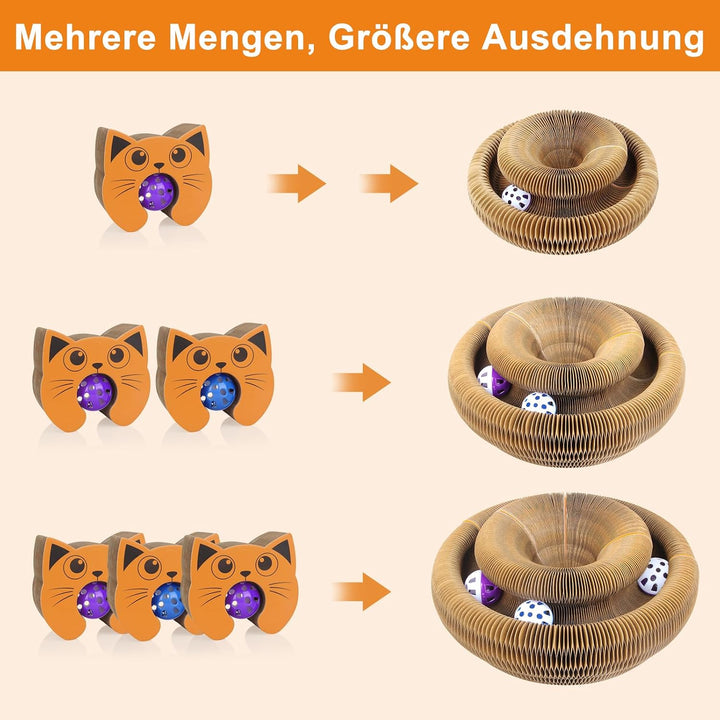 Kratzbrett Katze, 2-in-1 Cat Kratzbrett mit Glöckchen, Magische Orgel Cat Scratching Board, Zusammen