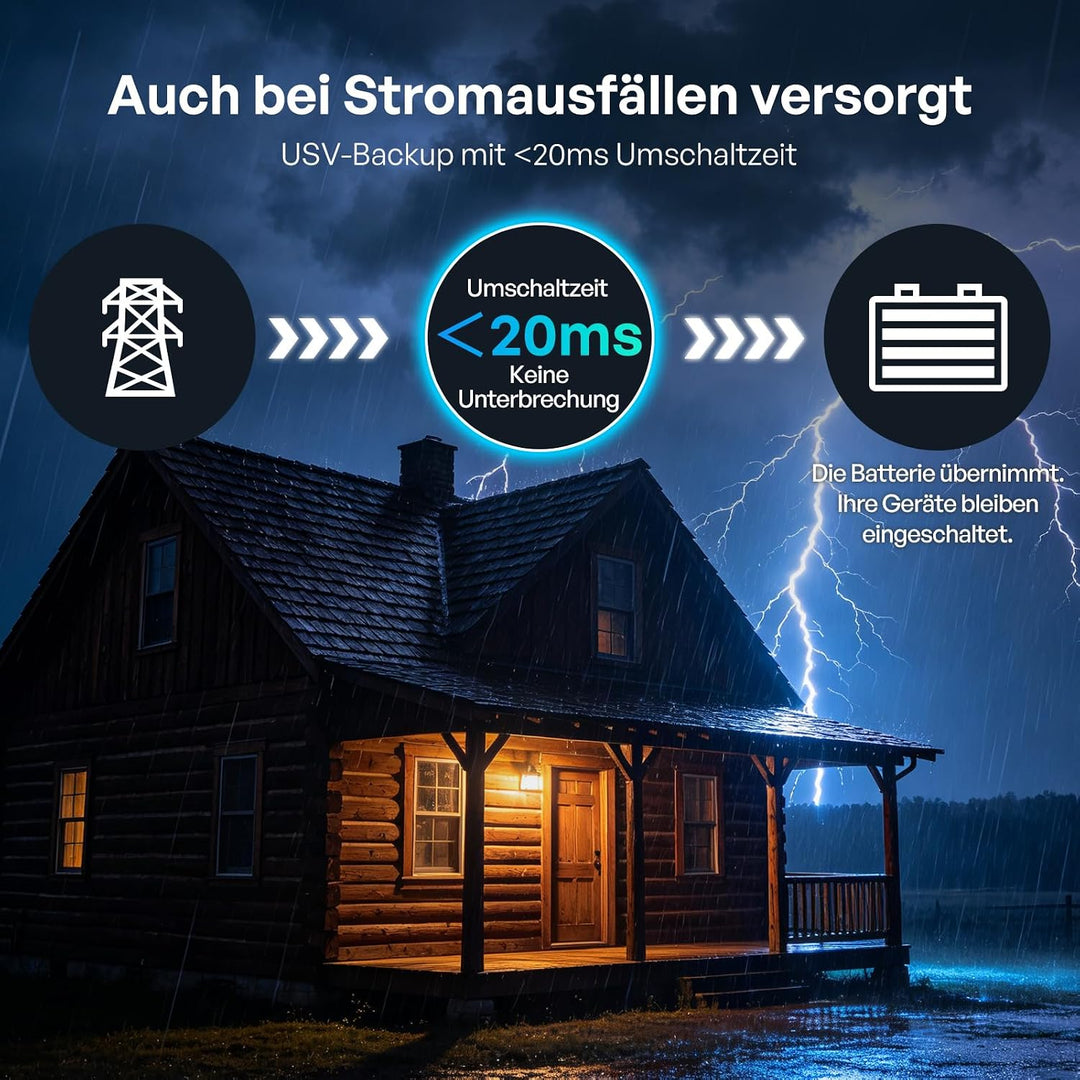 Renogy 2000W 12V HF Wechselrichter-Ladegerät, 12V DC auf 230V AC Reiner Sinus Wechselrichter-Ladeger