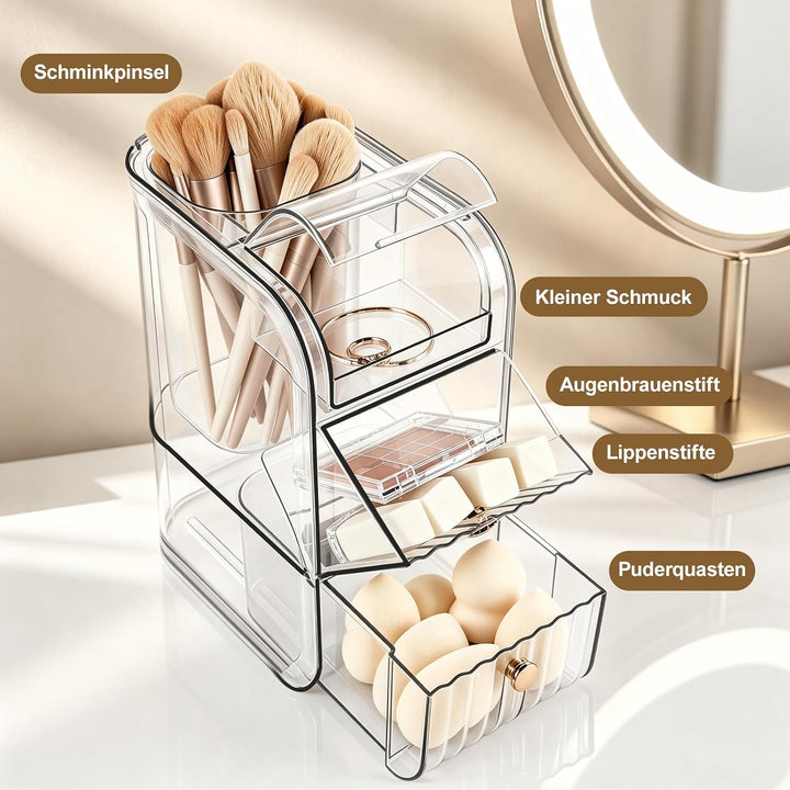 Schubladen Organizer Schminktisch mit Pinselhalter Kosmetik,