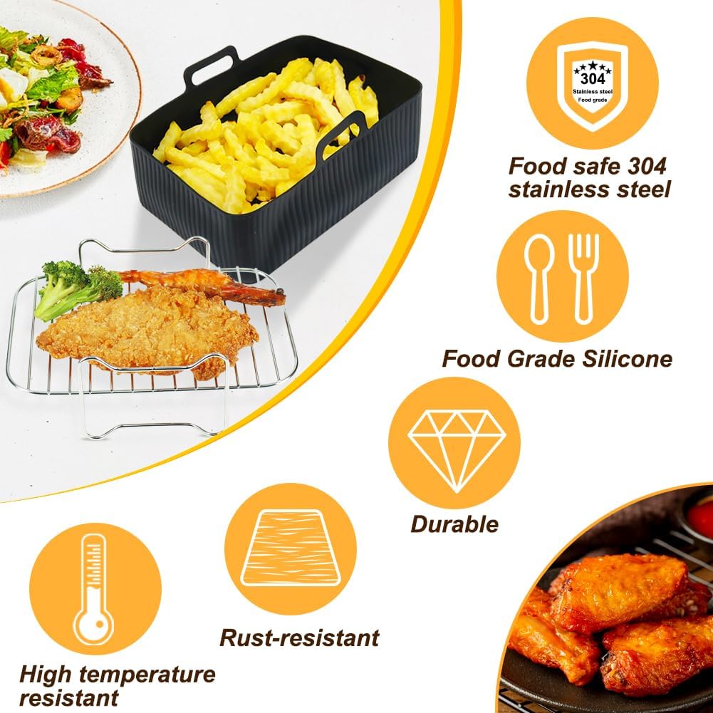 GINOYA 7 x Fritteusen Zubehör für Ninja AF400EU AF451EU AF500EU AF300EU, 2 x Silikon Luftfritteusen