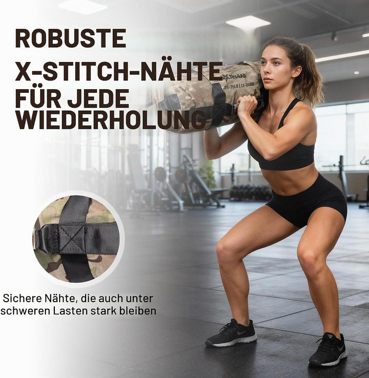 Yes4All Verstellbar Gewichtssack für Fitness mit 7 Griffe - Power bag ideal für Krafttraining, Ungef