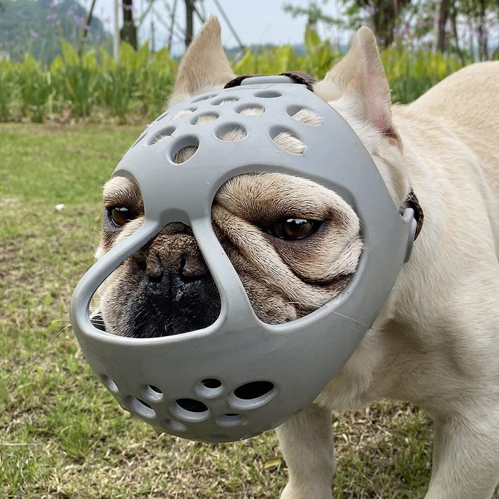 Maulkorb für Hunde mit kurzer Schnauze, weiches Silikon, flach, für Französische Bulldogge, Shih Tzu