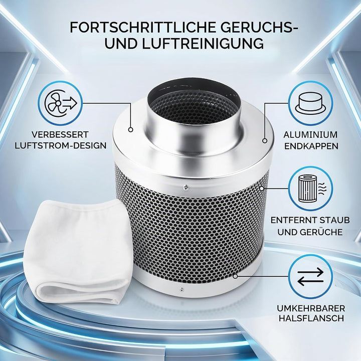 Aktivkohlefilter Leichtes Carbon Geruchskontrolle 100mm, 2 STK.