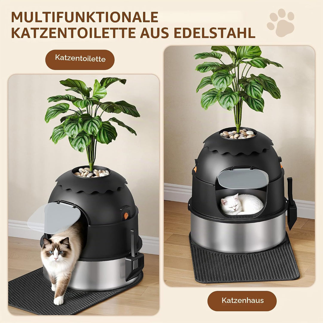 Katzenklo Edelstahl, Katzenklo Blumentopf, Schwarz