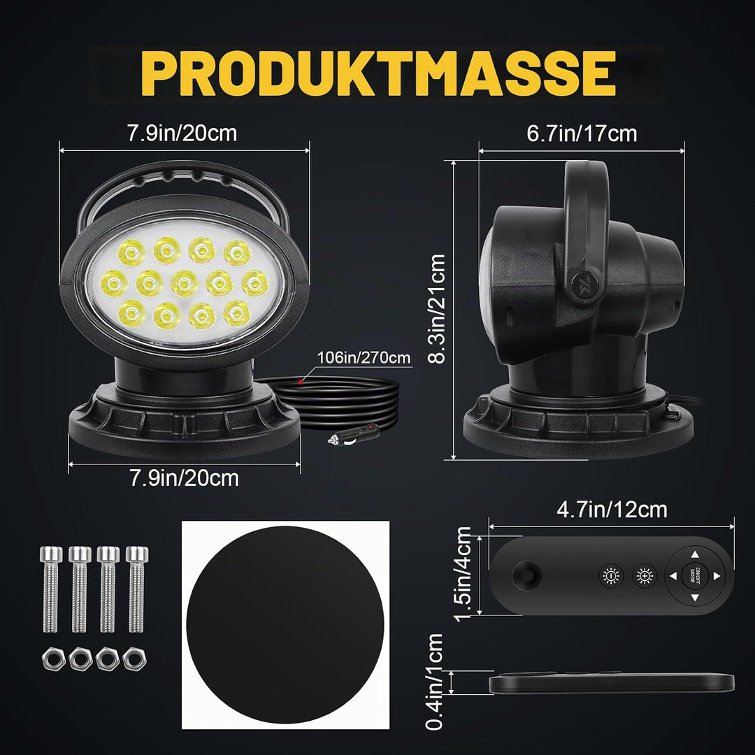 RIGIDON Led Arbeitsscheinwerfer mit Magnetfuss, 38W 3800LM Suchscheinwerfer Model B, Model B