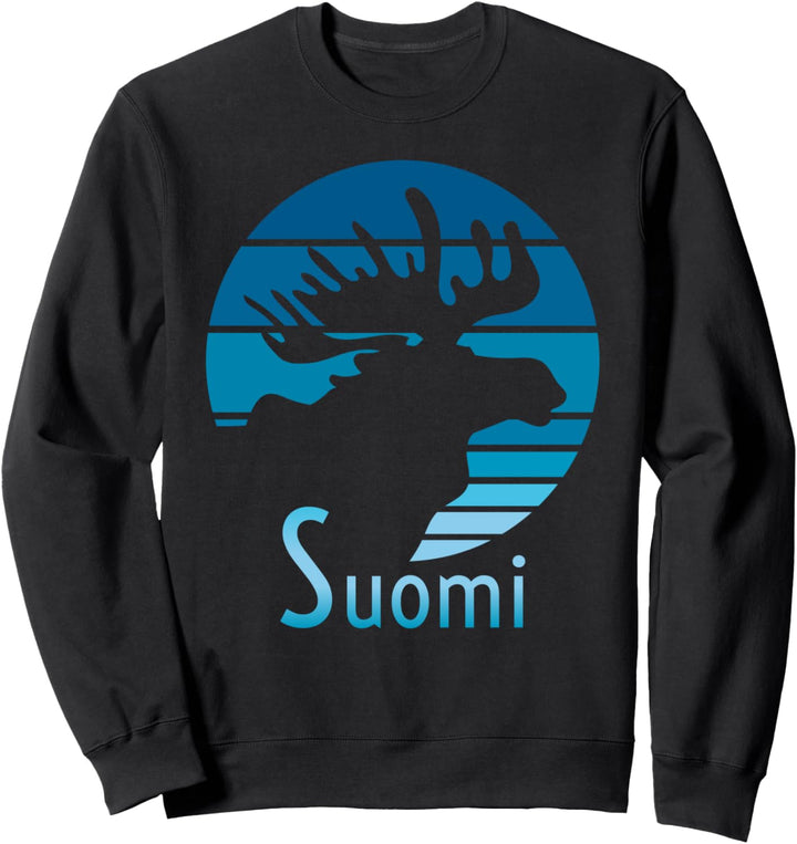 Suomi, kalter Sonnenuntergang mit Elch Sweatshirt