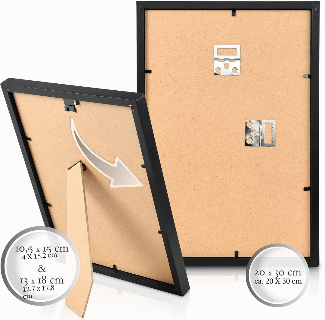 bomoe 30er Bilderrahmen Set Emotion - 10x 10x15, 15x 13x18, 5x 20x30 cm Fotorahmen Collage Bilderrah