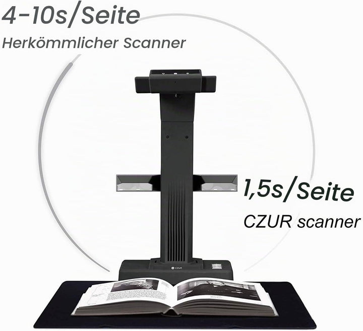CZUR ET18 Pro Professioneller Buchscanner mit LED Fülllicht, OCR Dokumentenscanner 18 Megapixel Doku