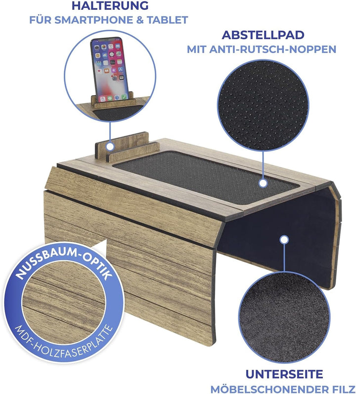 Maximex Multifunktions-Sofa-Tablett, mit Anti-Rutsch-Noppen und Smartphone-/Tablethalterung