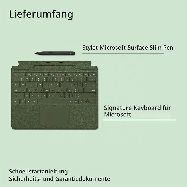 Clavier Microsoft Signature pour Surface Pro avec Stylet Vert forêt Waldgrün Tastatur + Eingabestift