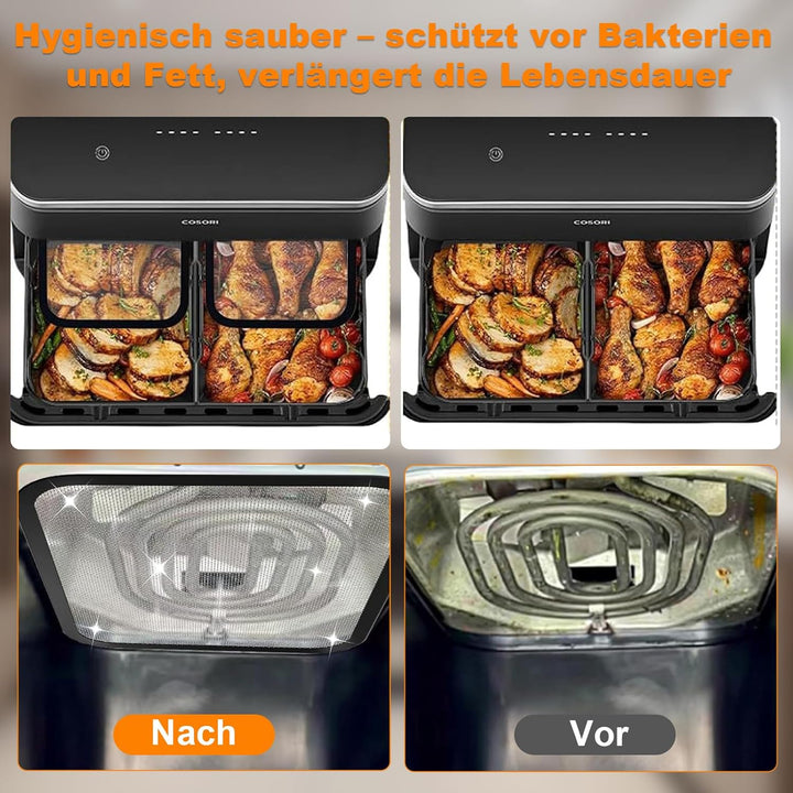 Edelstahl Spritzschutz Heissluftfritteuse Zubehör Kompatibel mit Cosori Airfryer 8,5L/ Dual Blaze Tw
