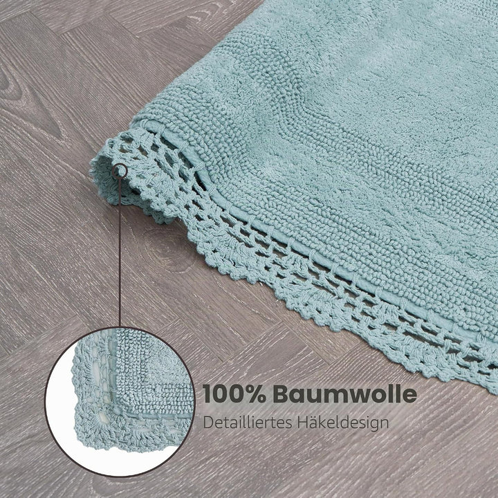 Laura Ashley Badvorleger, gehäkelt, Baumwolle, 43 x 61 cm, Aquamarin Aqua 17x24, Aqua 17x24