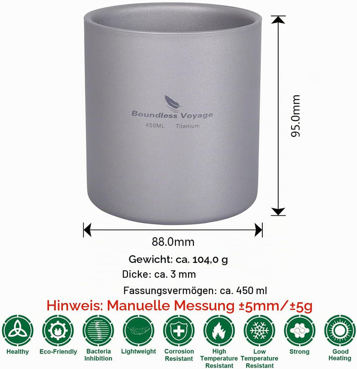 Boundless Voyage Titan Becher Mini Isolierte Doppelwandige Tasse Outdoor Camping Faltbare Kaffee Tee