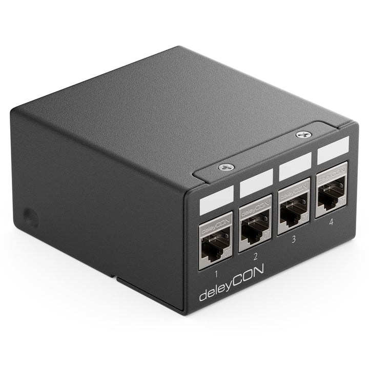 deleyCON 4 Port CAT7 Patchpanel Set mit 4x CAT.7 RJ45 Keystone Jack Modul STP 10 Gbit/s - Verteilerf