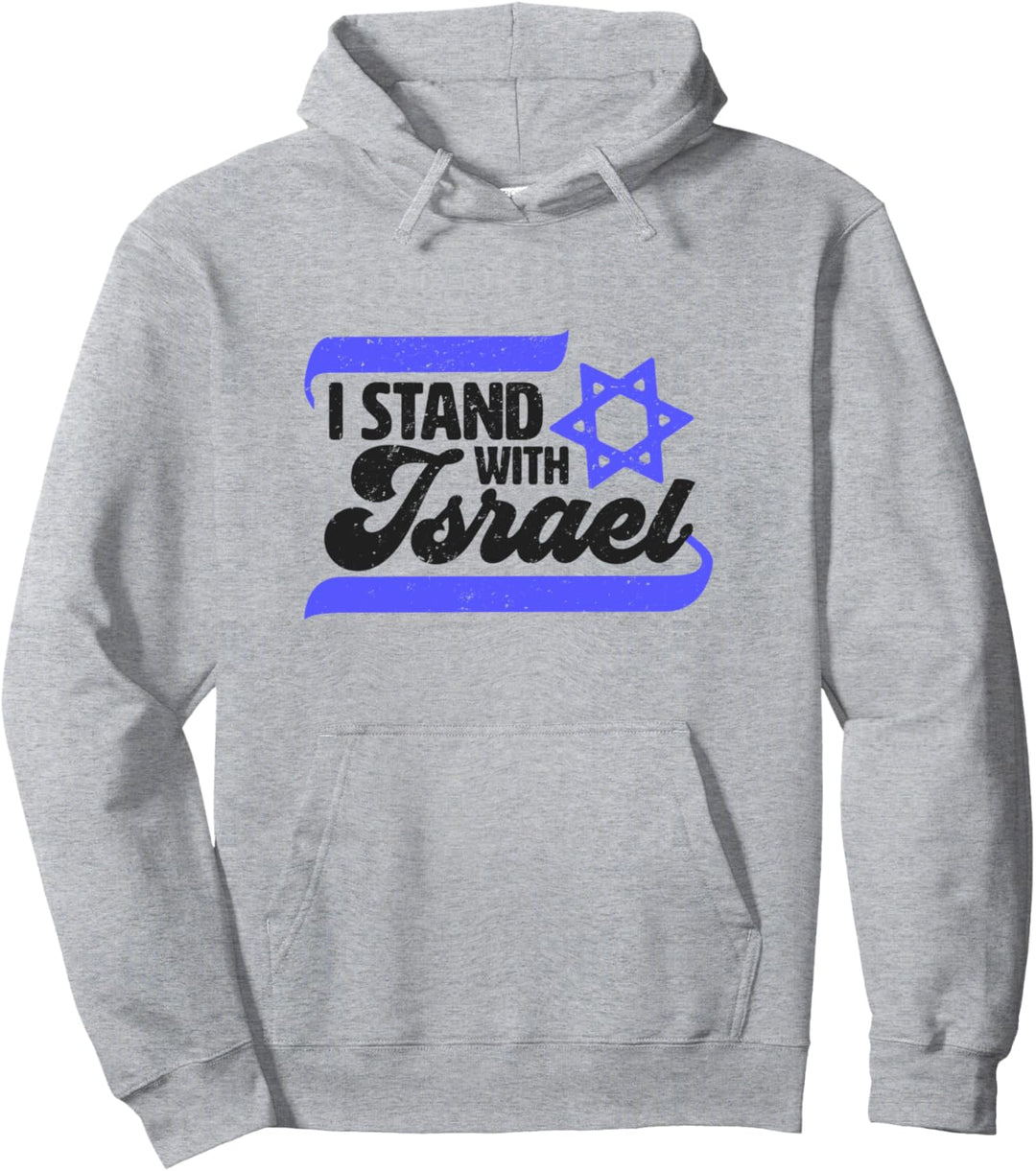 I Stand With Israel w/ Israeli Flag Pullover Hoodie