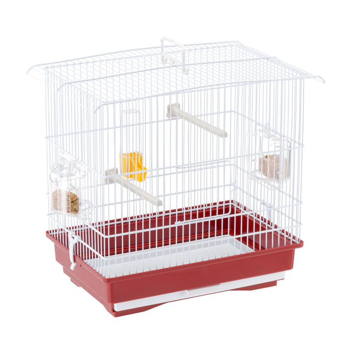 Ferplast Vogelkäfig Kanarienvogel, inkl. Vogelspielzeug, Vogel-Futternapf, Vogel-Sitzstangen, Weiss,