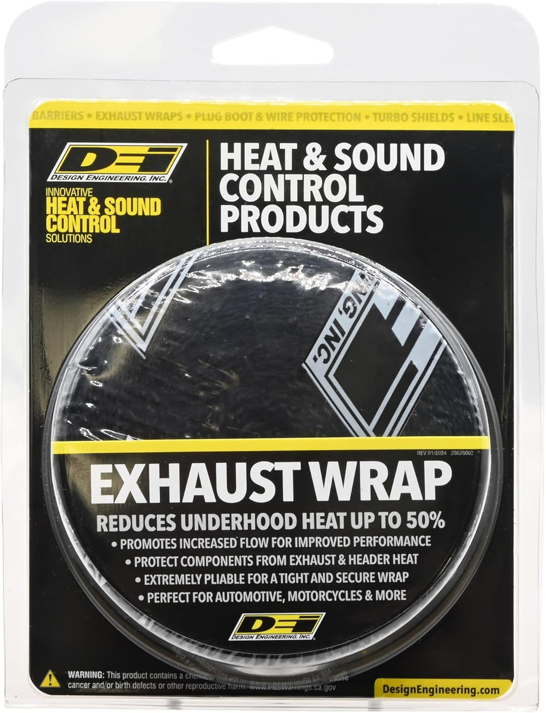 Design Engineering 10004 Auspuff-Wärmedämmung mit LR-Technologie, schwarz, 2" x 25&