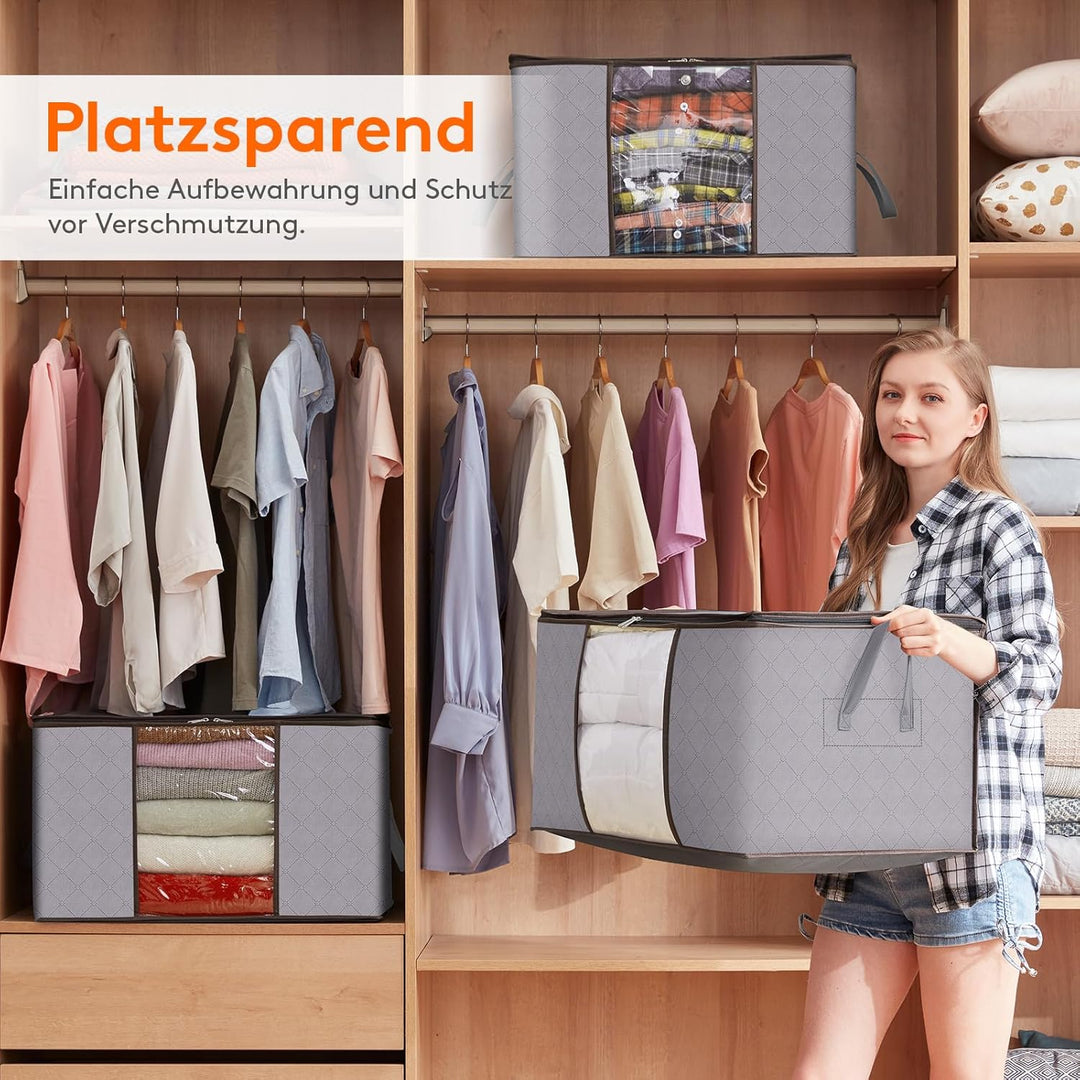 Lifewit 120L Aufbewahrungstasche für Bettdecken, Gross Aufbewahrungsbox mit Deckel Kleidung Aufbewah