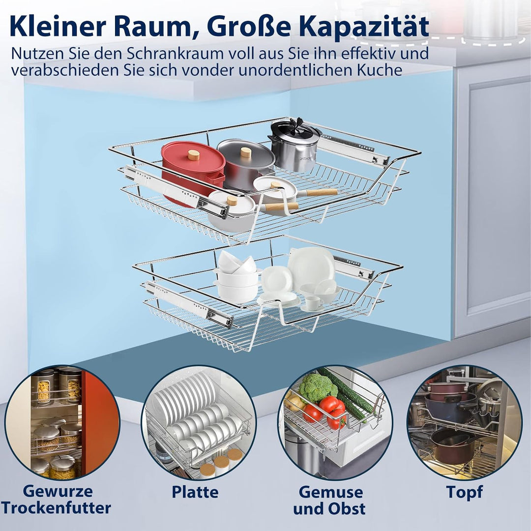 Vigevee 50cm Teleskopschublade 25 Kg Tragkraft Küchenschublade Küchen Regal Teleskopschublade aus Me