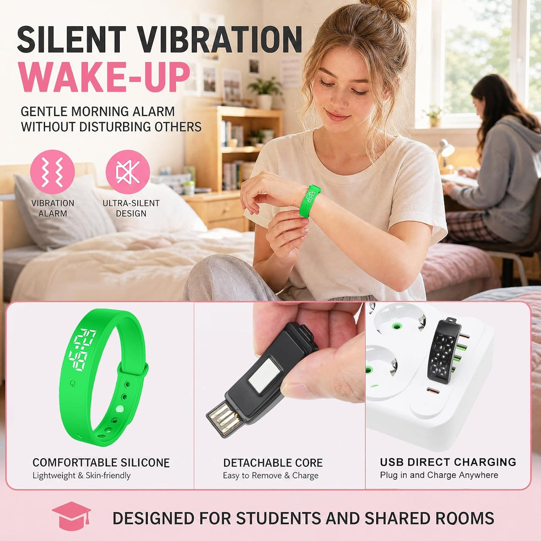 CEWROM Vibrationswecker Armband, Wecker Armband Vibration mit Timer, Vibrationsalarm Erinnerung Uhr,