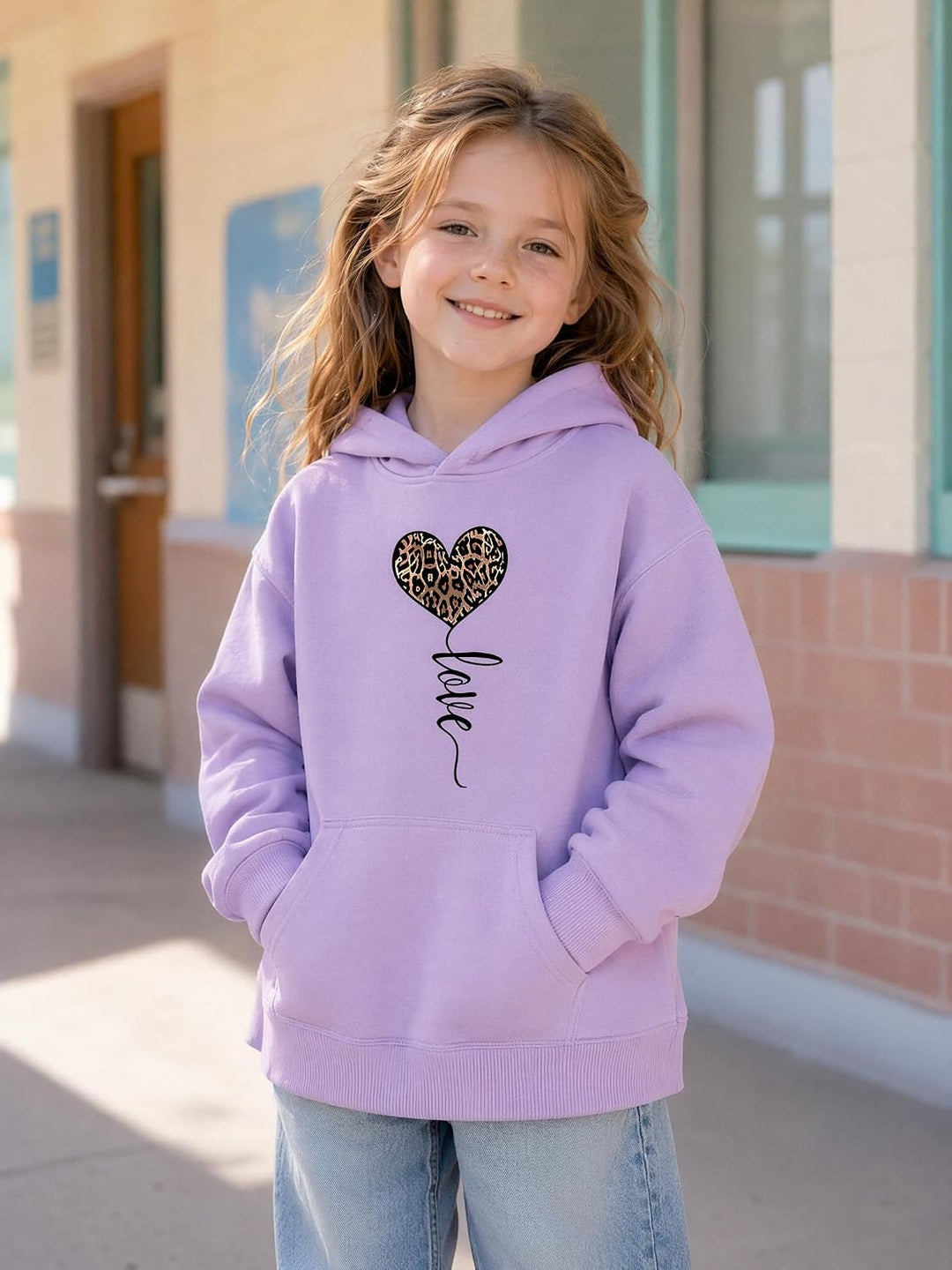 Hoodie Mädchen Kapuzenpullover Leopard Drucke Sweatshirt mit Kapuzen Casual Baumwolle Pullover Langa