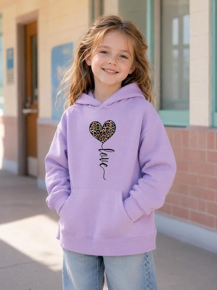 Hoodie Mädchen Kapuzenpullover Leopard Drucke Sweatshirt mit Kapuzen Casual Baumwolle Pullover Langa