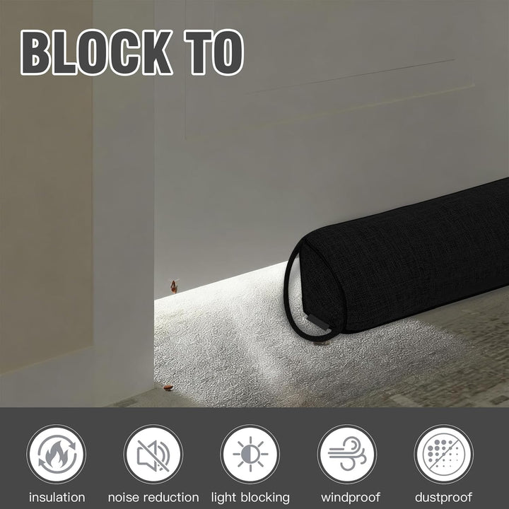 Zugluftstopper für Türen 92 cm Schwarz, Tür Windschutz und Tür Schallschutz aus Stoff, Waschbar und