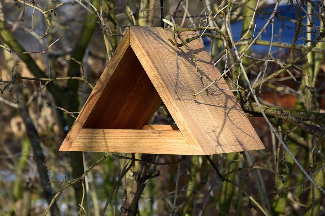 LUXUS-VOGELHAUS 46620e Design Vogelfutterhaus hängend - Vogelhaus Eichenholz Massiv - Futterstation