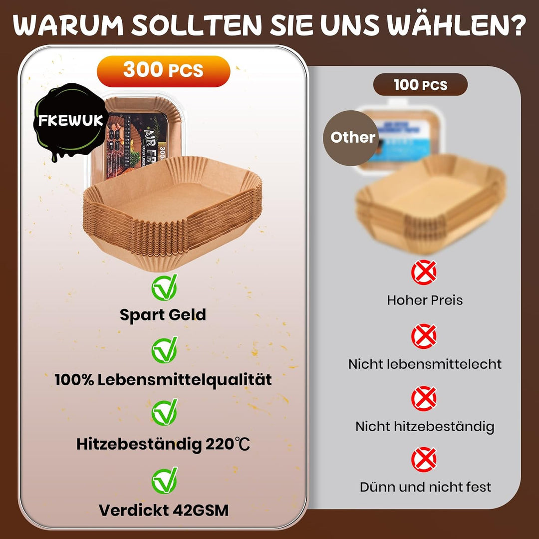 300 Stück Backpapier für Heissluftfritteuse mit Doppelkammer Ninja Dual Zone