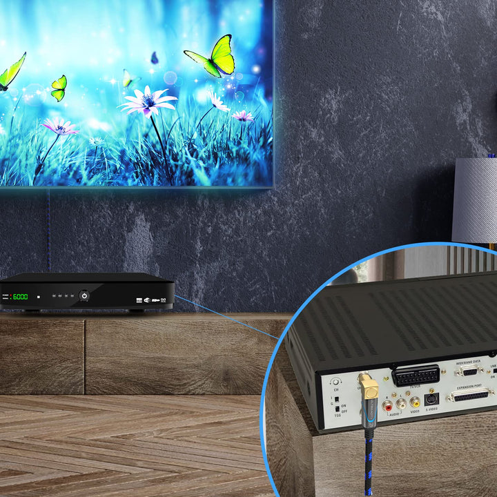 Ultra HDTV 1m TV Antennenkabel by, Koaxialkabel Koax Stecker (90° Winkel) zu Koax Kupplung (90° Wink