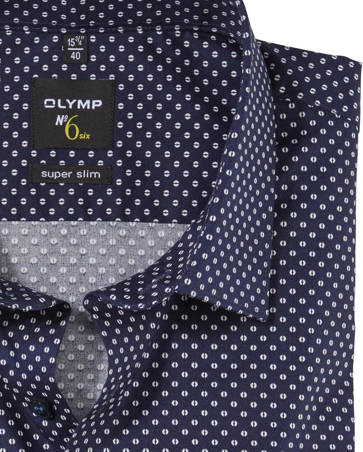 OLYMP Herren Businesshemd Langarm No. Six,Rotationsdruck,super Slim,Urban Kent 42 Marine 18, 42 Mari
