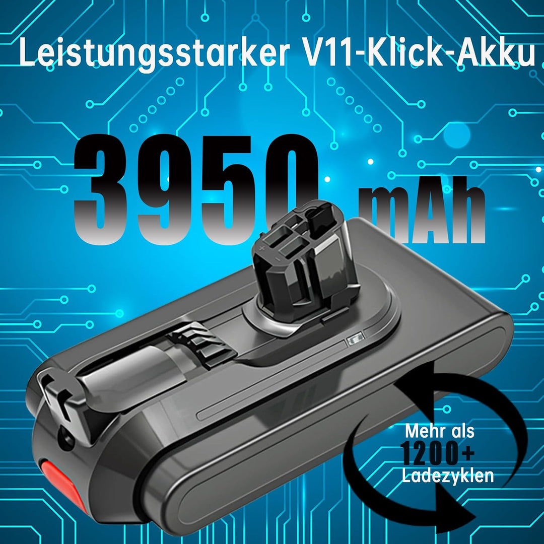 V11 SV17 SV15 Akku für Dyson, 3950mAh 25.2V V11 Ersatz Click-in Akku, kompatibel mit SV15/SV17/Absol