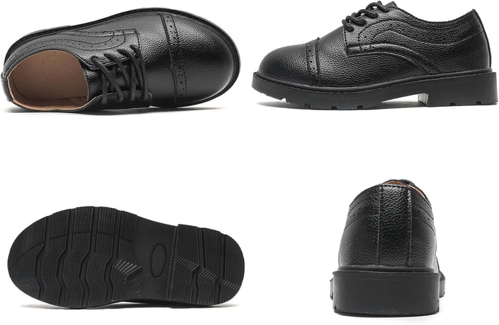 DADAWEN Jungen Anzugschuhe Schule Uniformschuhe Schnürhalbschuhe 27 EU Schwarz, 27 EU Schwarz