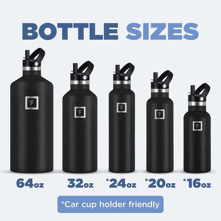 Edelstahl Trinkflasche mit 3 Deckel - Auslaufsicher Thermosflasche - Metall Wasserflasche Doppelwand