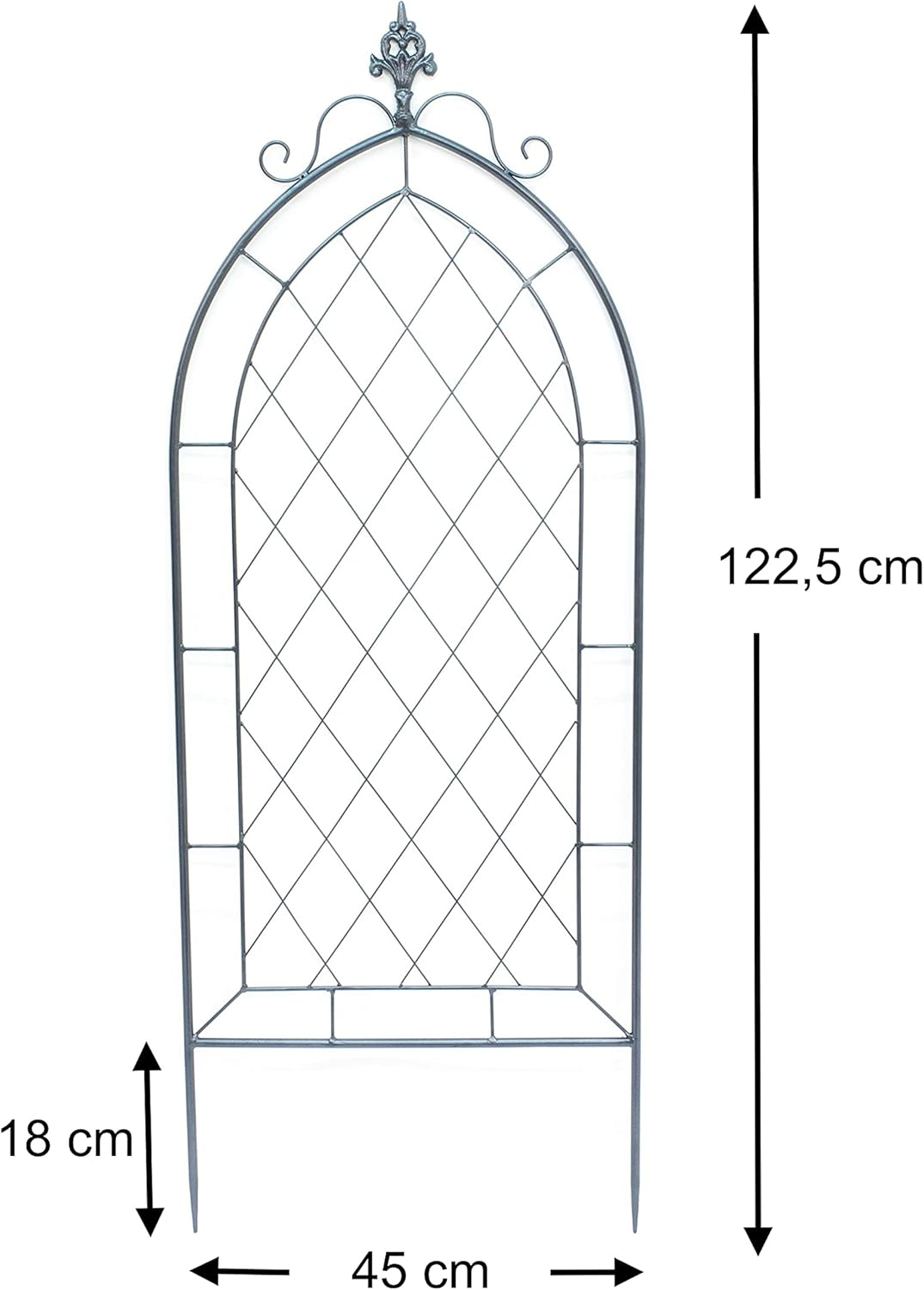 DanDiBo Rankhilfe Metall Rankgitter 120 cm Grau 96193 Kletterhilfe Bodenstecker Blumenhalter Ranksäu